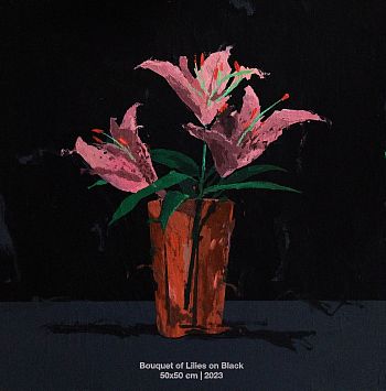 Bouquet of Lilies on Black
